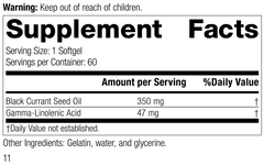 Black Currant Seed Oil, 60 Softgels, Rev 10 Supplement Facts