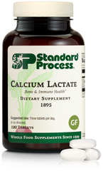An image of a bottle of Calcium Lactate, 180 tablets.