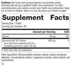 Gymnema, 40 Tablets, Rev 09 Supplement Facts