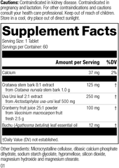 Supplement Facts for Cranberry Complex M1230, Revision 01.