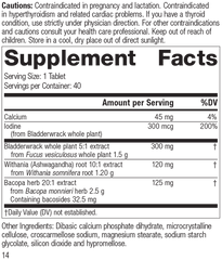 Thyroid Complex, 40 Tablets, Rev 12 Supplement Facts